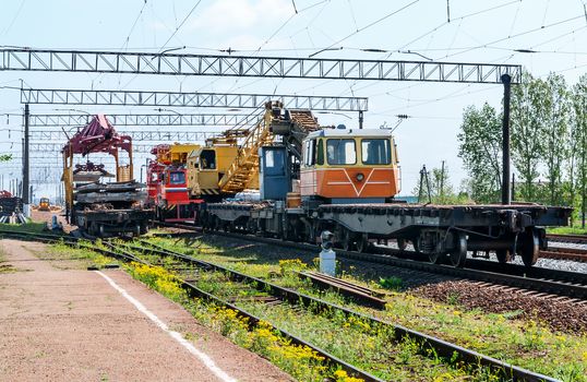 Train with special track equipment at repairs 