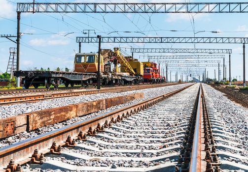 Train with special track equipment at repairs 