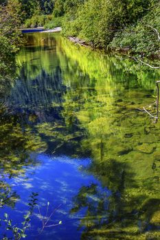 Summer Blue Green Colors Reflection Rocks Wenatchee River Reflections Stevens Pass Leavenworth Washington