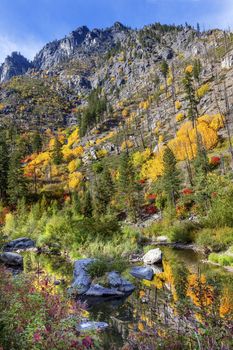 Fall Yellow Red Green Colors Reflection Wenatchee River Reflections Stevens Pass Leavenworth Washington