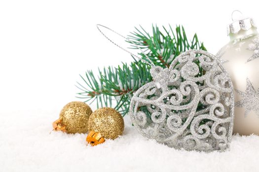 xmas decoration with copy space, isolated over white