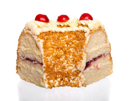 Cherry cake isolated on white