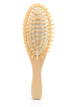 Wooden comb isolated on white