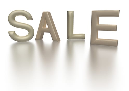 Glossy three-dimensional inscription Sale as a sign.