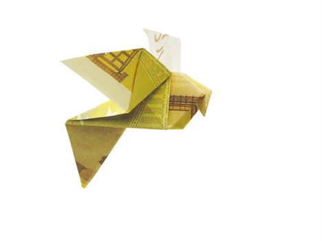 origami birds from 200 euro banknotes