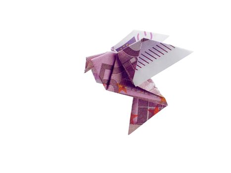 origami birds from 500 euro banknotes