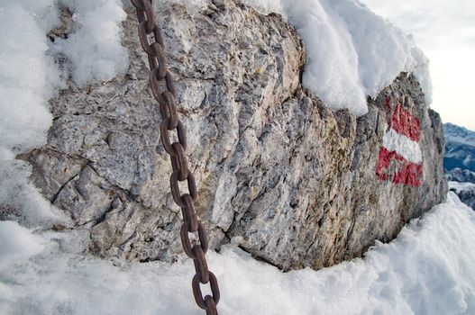 Strong chain on rock