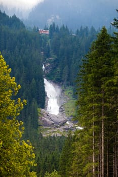 Krimmler Watterfall on Austrian Alps, Krimmler Achetal, Austria