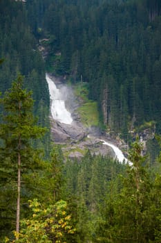 Krimmler Watterfall on Austrian Alps, Krimmler Achetal, Austria