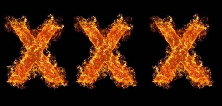 XXX flames on black background