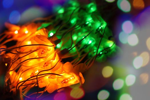 An abstract view of a colorful light wire for decoration in Diwali and Christmas festival .
