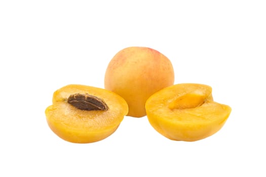 Apricot fruit on white background