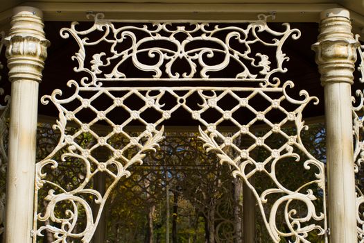 Outdoor gazebo in autumn park - Stock Image