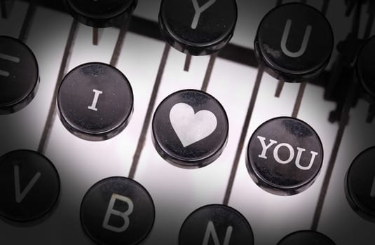 Typewriter with special buttons, I - love- you