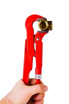 Adjustable pipe wrench, isolated on a white background