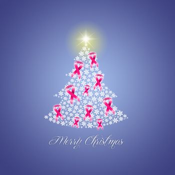 Christmas tree with pink ribbons