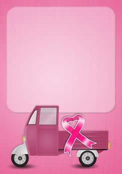 Van with pink ribbon for Breast cancer prevention