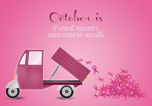 illustration of Pink van with pink ribbons