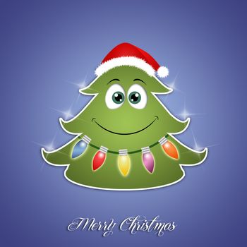 illustration of funny Christmas tree with lights