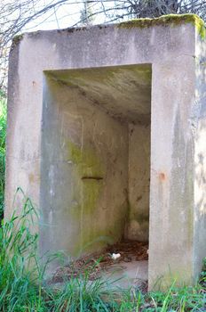 Age bunker entrance from the Second World War, an ancient fortress near Dusseldorf Germany.