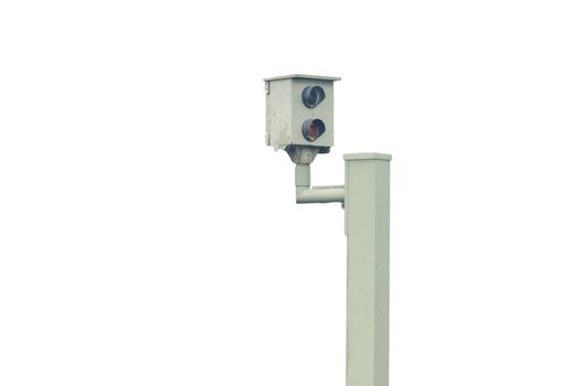 Radar control, flash, speed camera, speed camera against a white background