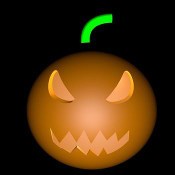 Jack O' Lantern coming out of black, 3d render