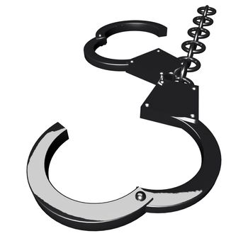 Metal handcuffs isolated over white, 3d render