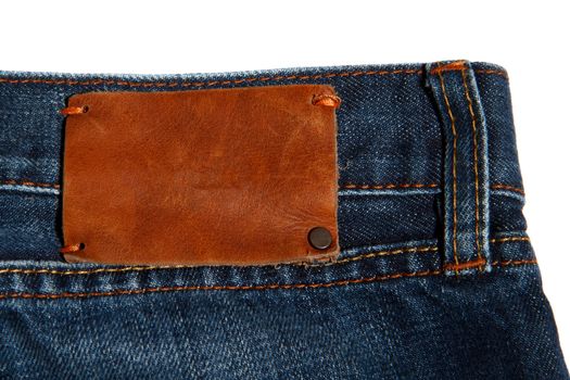 blank leather label on a classic jeans