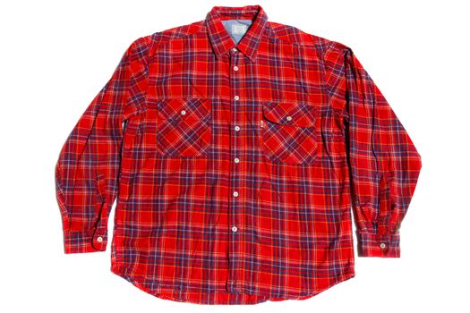 warm winter cotton flannel shirt on white background