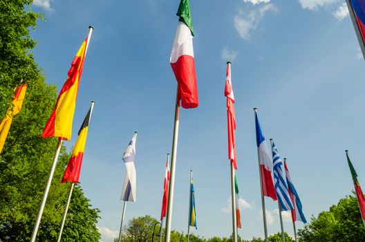 Flags of the world, a sea of ​​flags of different nations and organization
