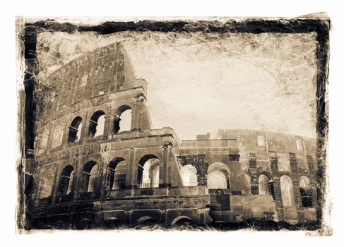 Grainy and gritty image of Colosseum, Rome, Italy.