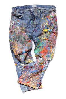 Old Jeans covered with acrylic artist's paints.