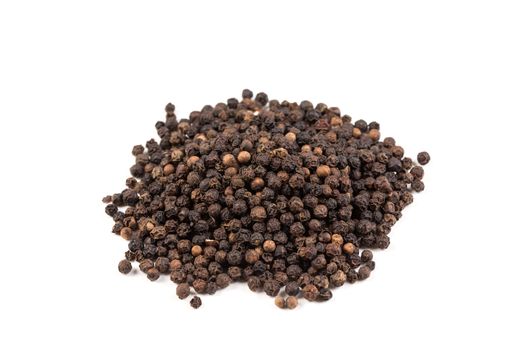 Black pepper was placed on a white background and isolated