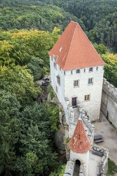 High angle view of medieval Kokorin castle.