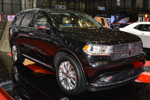 GENEVA, SWITZERLAND - MARCH 4: Dodge Durango on display during the Geneva Motor Show, Geneva, Switzerland, March 4, 2014. 