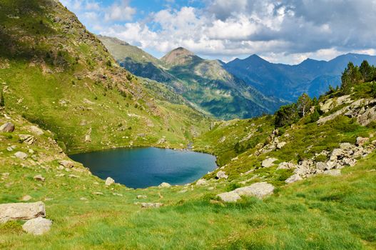 Tristaina high mountain lakes in Pyrenees. Andorra.