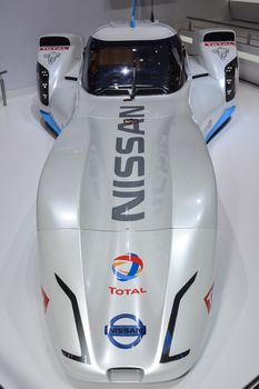 GENEVA, SWITZERLAND - MARCH 4: Nissan ZEOD RC hybrid racer  on display during the Geneva Motor Show, Geneva, Switzerland, March 4, 2014. 