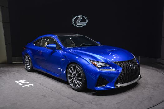 GENEVA, SWITZERLAND - MARCH 4: Lexus RCF on display during the Geneva Motor Show, Geneva, Switzerland, March 4, 2014. 