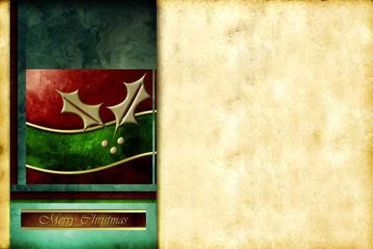 Holly Christmas greeting card copy space background