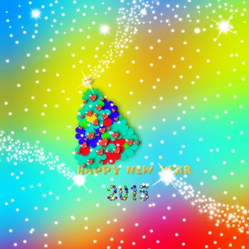 Cute Christmas tree. New year background.2015