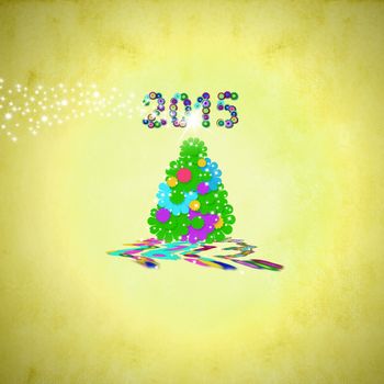 Christmas tree greeting card. 2015 New year background. 