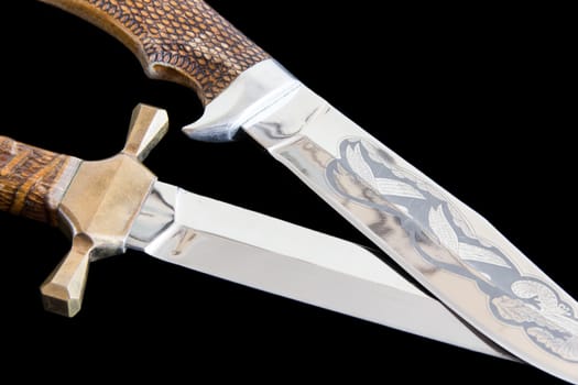 Photo of cold weapon on black background