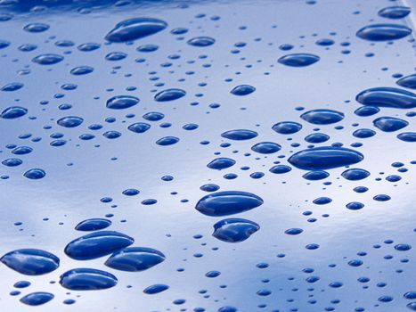 Water drops on a freshly polished car
