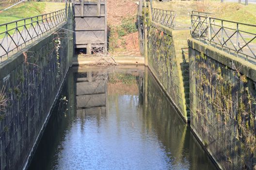 Paper mill sluice Are in Germany Town Essen