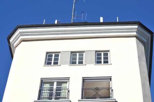 Former bunker converted into a residential high-rise in the city.