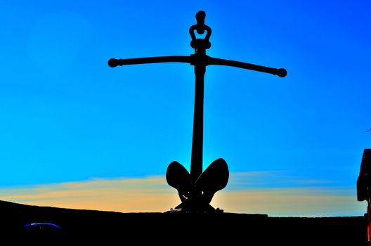 This old anchor is mounted on a wall of Kaiserwerther bank of the Rhine near Dusseldorf. In memory of the old Hafen.Der anchor in 1969 donated by the "Düsseldorf Jonges".