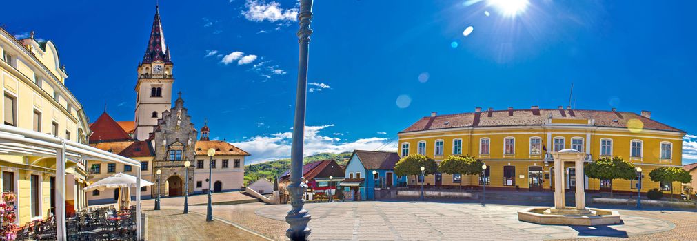 Marija Bistrica square colorful panorama, Zagorje, Croatia