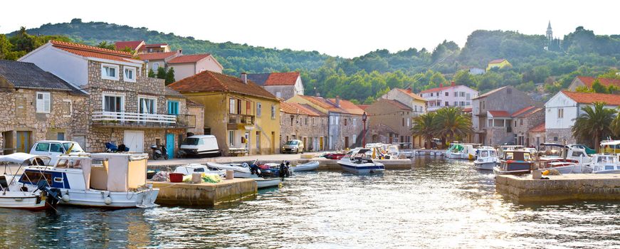 Island of Iz pictoresque harbor, Dalmatia, Croatia