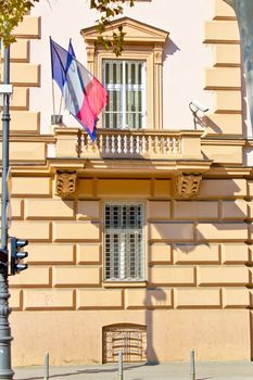 Embassy building with security cameras and windows, French embassy, Zagreb