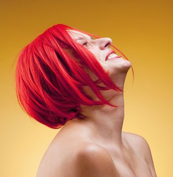 Portrait of a Young Woman in Red Wig